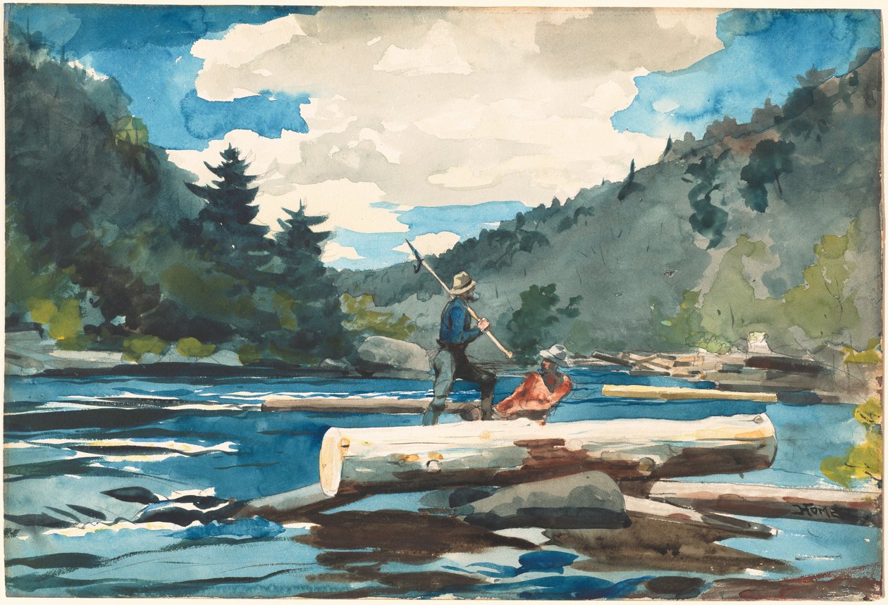 Hudson River, Logging, 1891-1892. de Winslow Homer