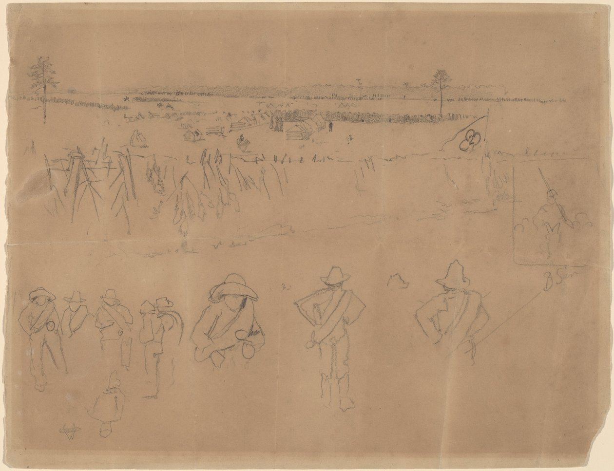 Line-ups e trincheiras [reto] de Winslow Homer