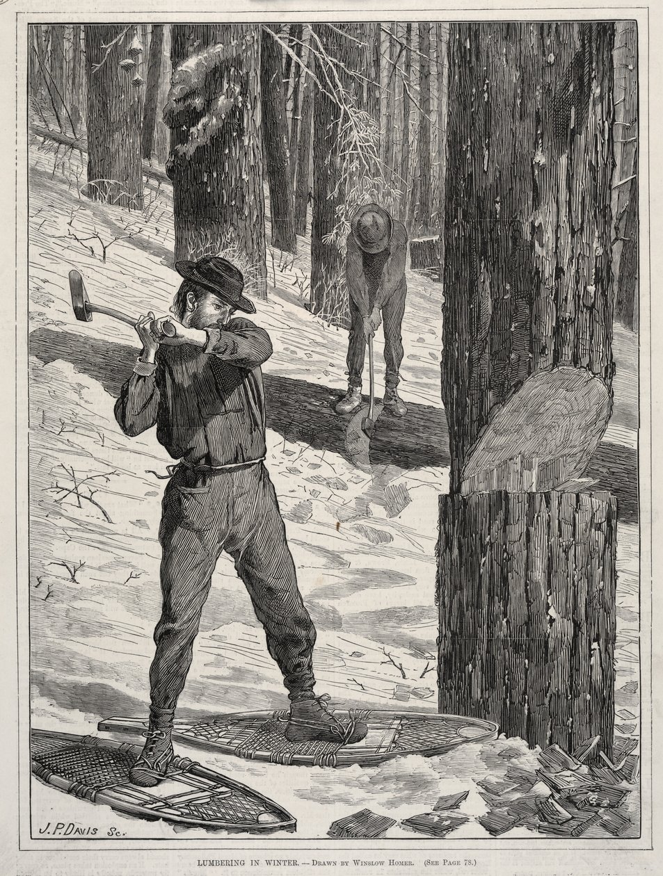 Madeira pesada no inverno, 1871. de Winslow Homer