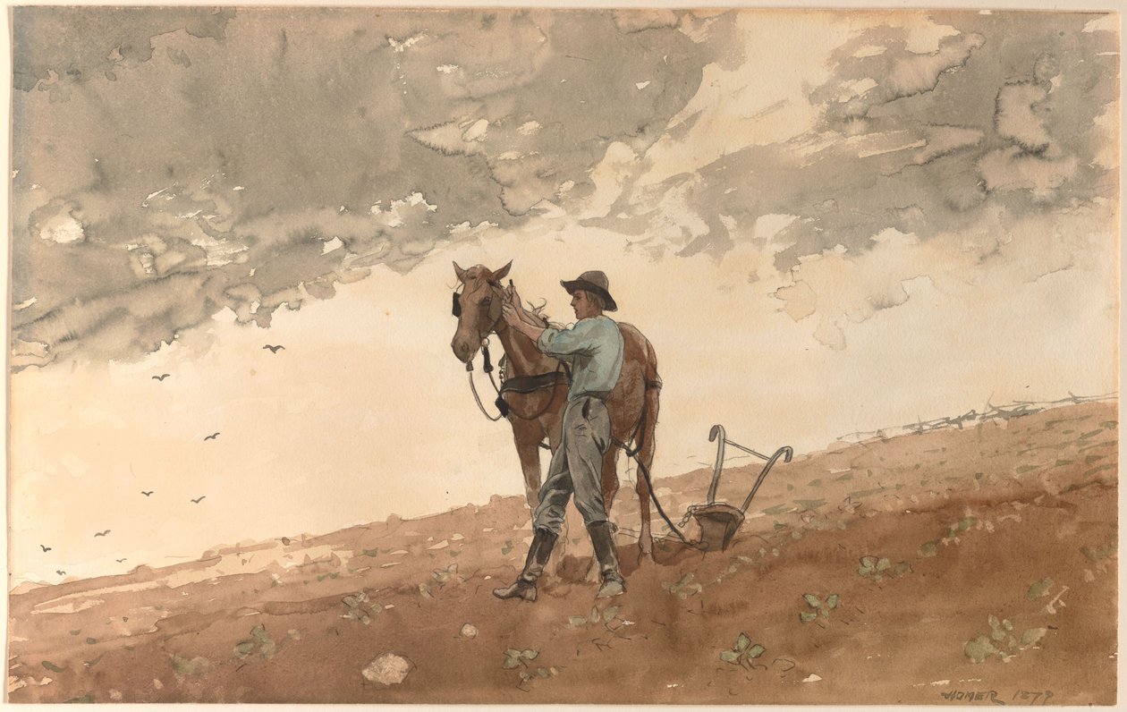 Homem com cavalo de arado de Winslow Homer