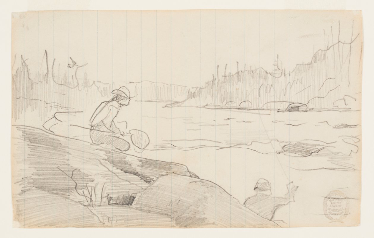 Homens pescando com vara e rede de Winslow Homer