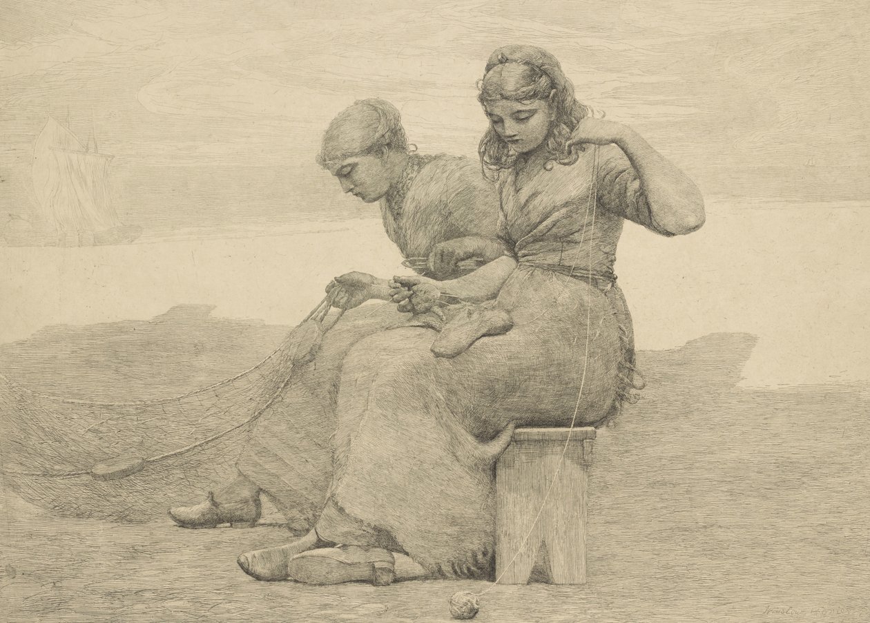 Emendando as lágrimas, 1888, provavelmente impresso c.1940 de Winslow Homer