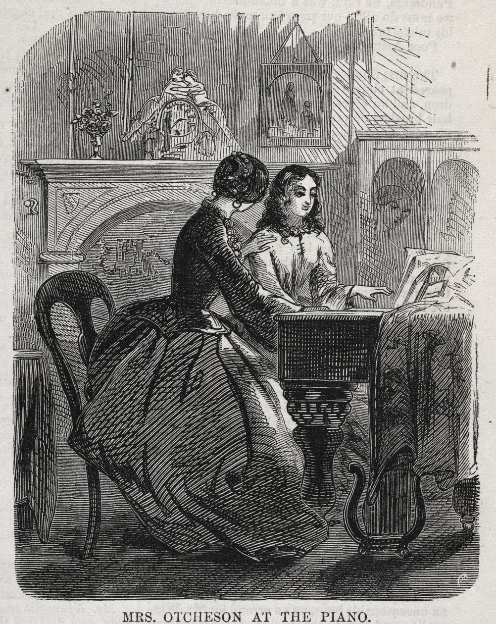 Sra. Otcheson no piano, 1860. de Winslow Homer