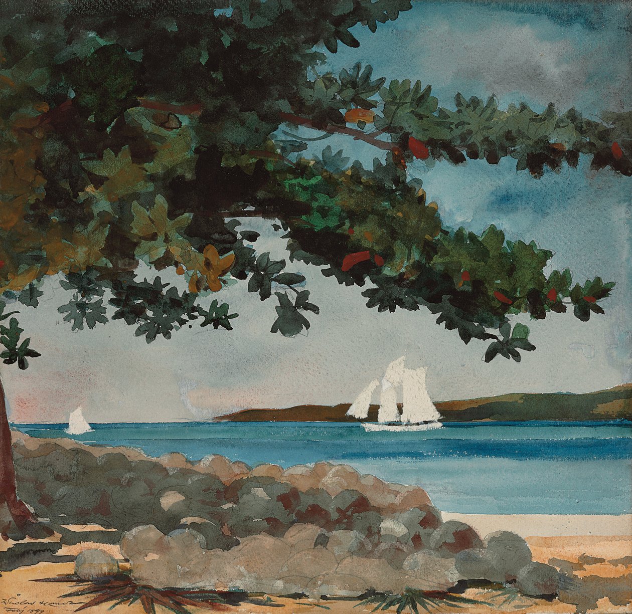 Nassau: Água e Veleiro, 1899 de Winslow Homer