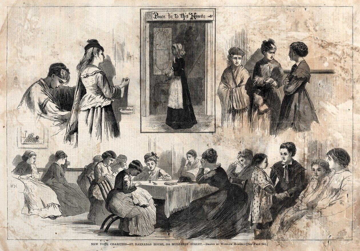 Caridades de Nova Iorque - Casa St. Barnabas, 304 Mulberry Street de Winslow Homer