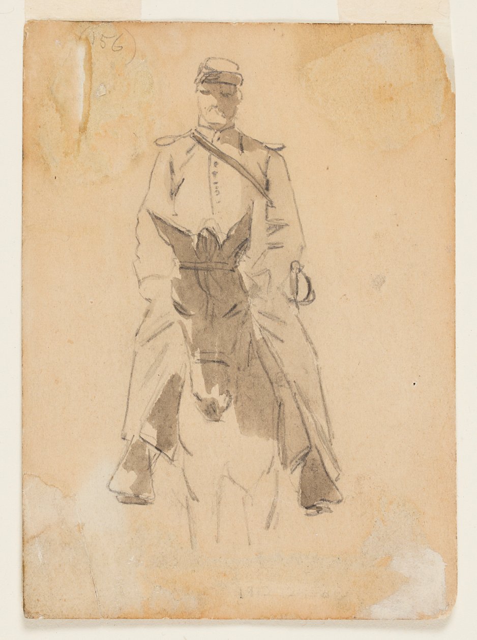 Oficial e cabeça de um cavalo de Winslow Homer