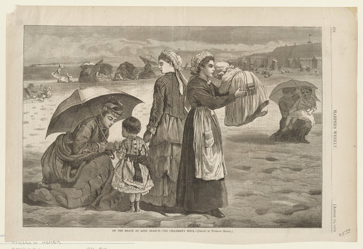 Na praia em Long Branch - A hora das crianças de Winslow Homer