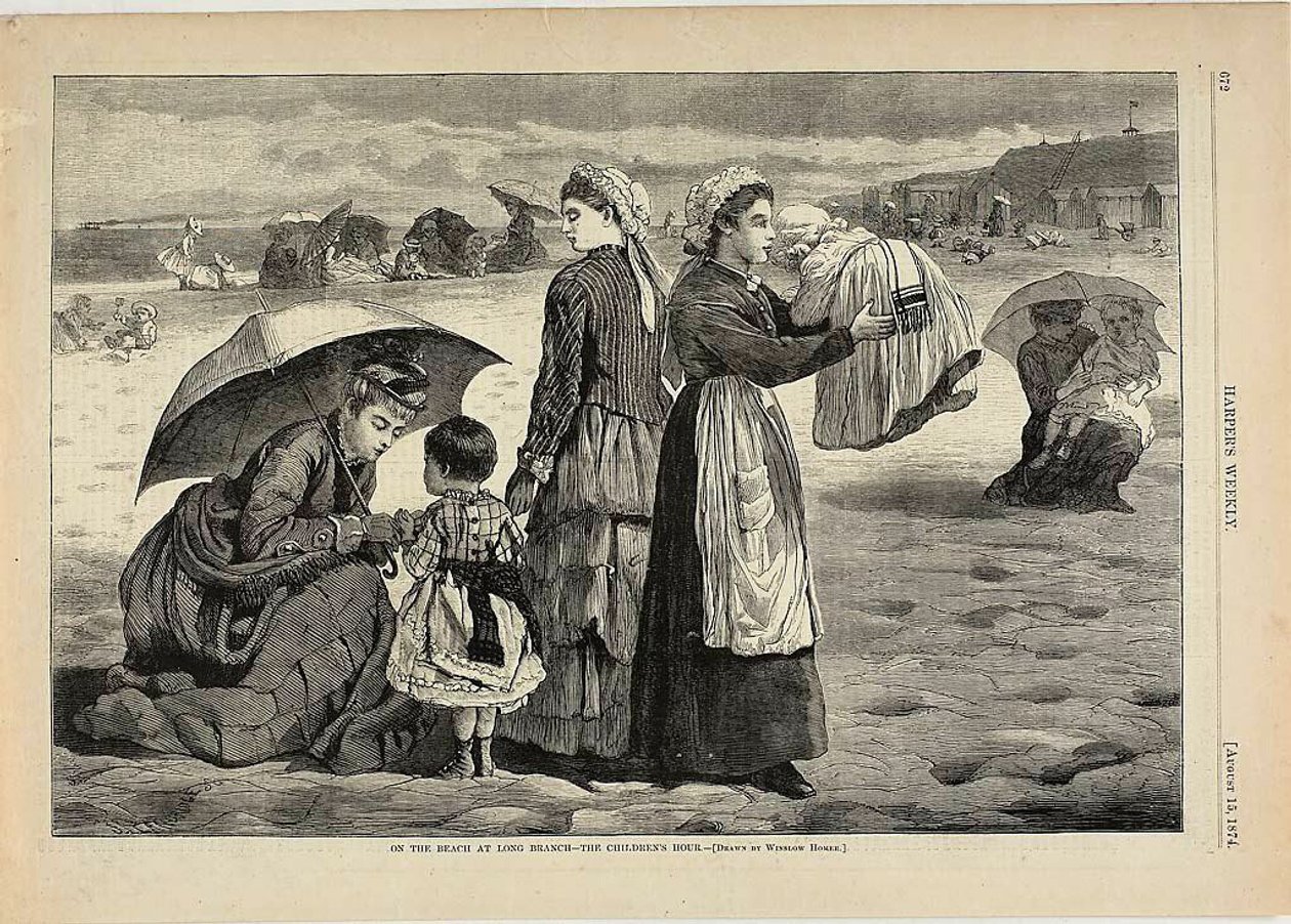 Na praia em Long Branch-A hora das crianças de Winslow Homer