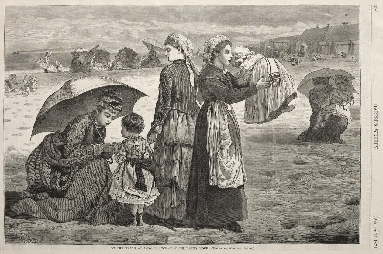 Na Praia de Long Branch - A Hora das Crianças de Winslow Homer