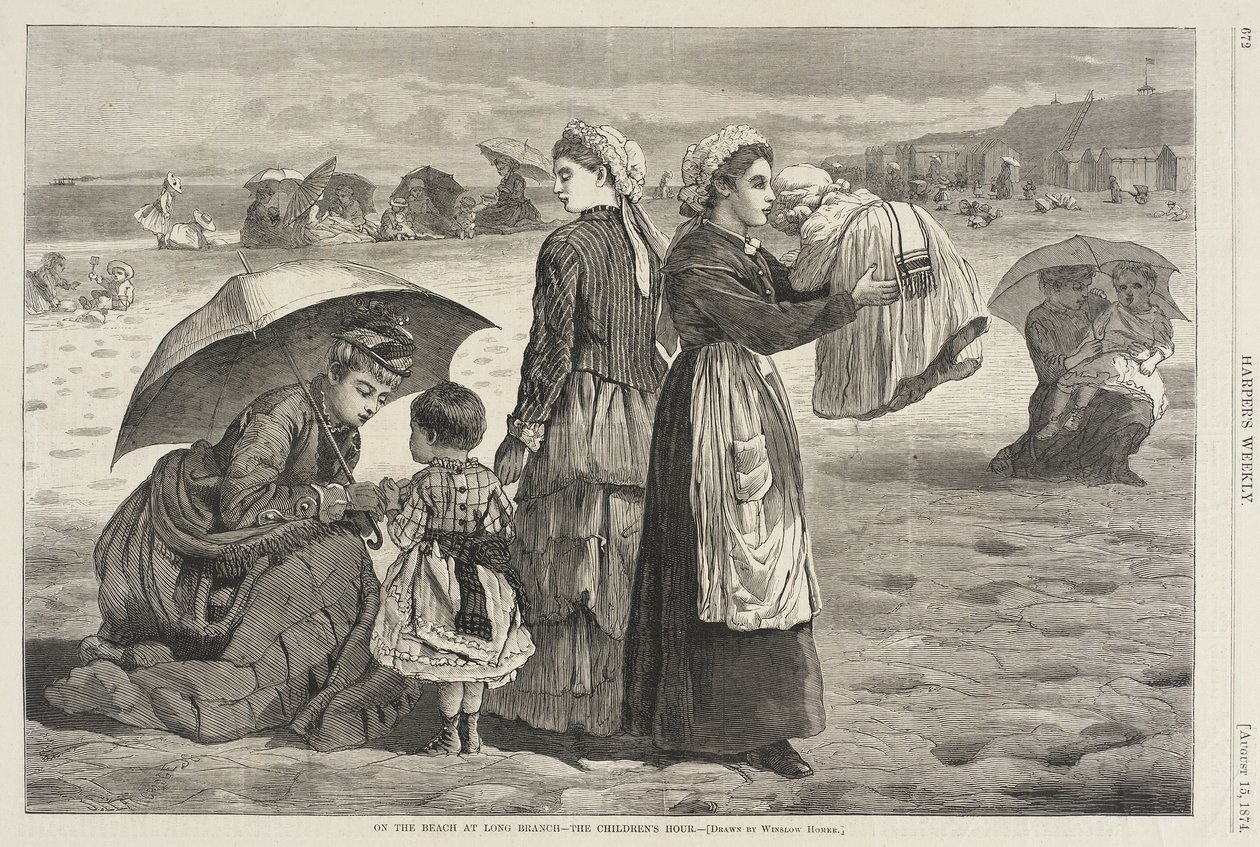 Na Praia de Long Branch - A Hora das Crianças de Winslow Homer