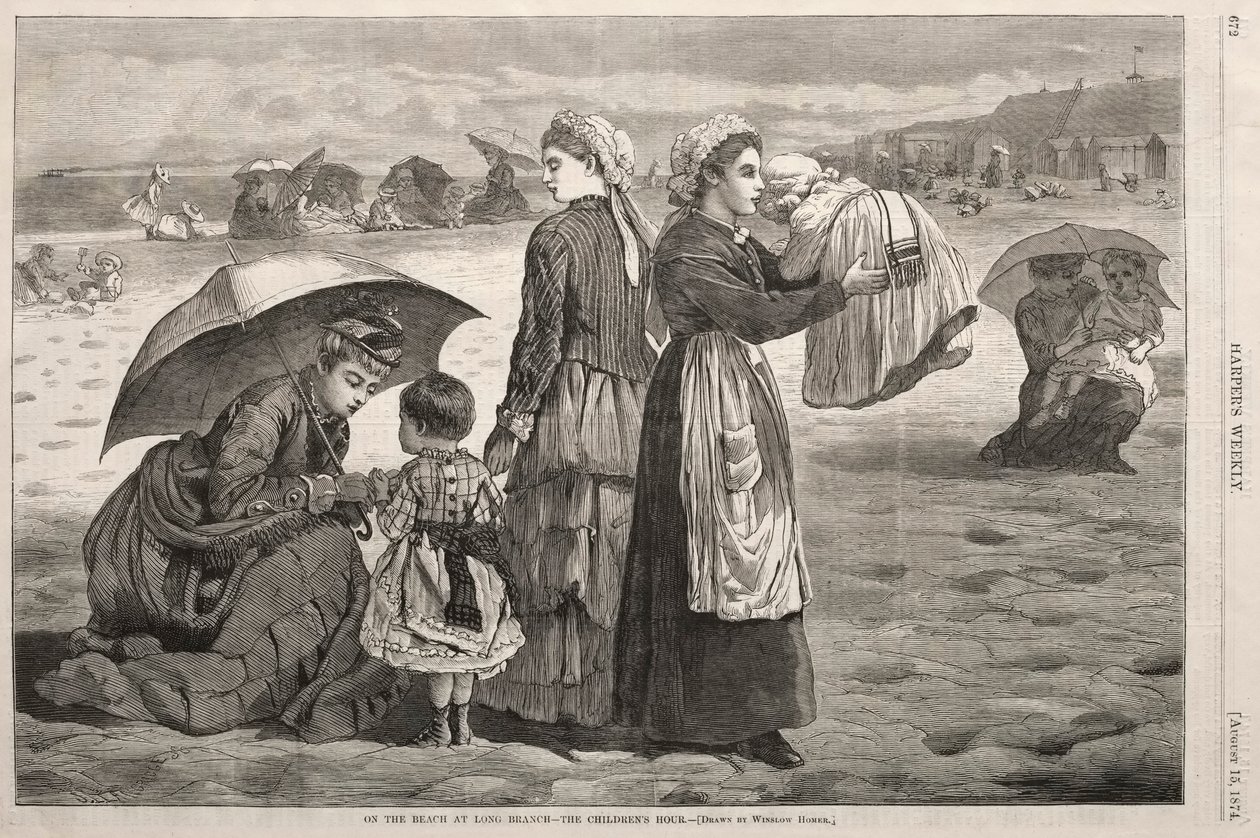 Na praia de Long Branch - A Hora das Crianças, 1874. de Winslow Homer