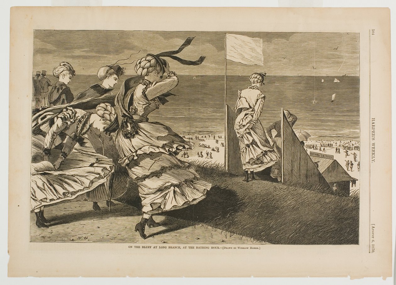 No penhasco em Long Branch, na hora do banho de Winslow Homer