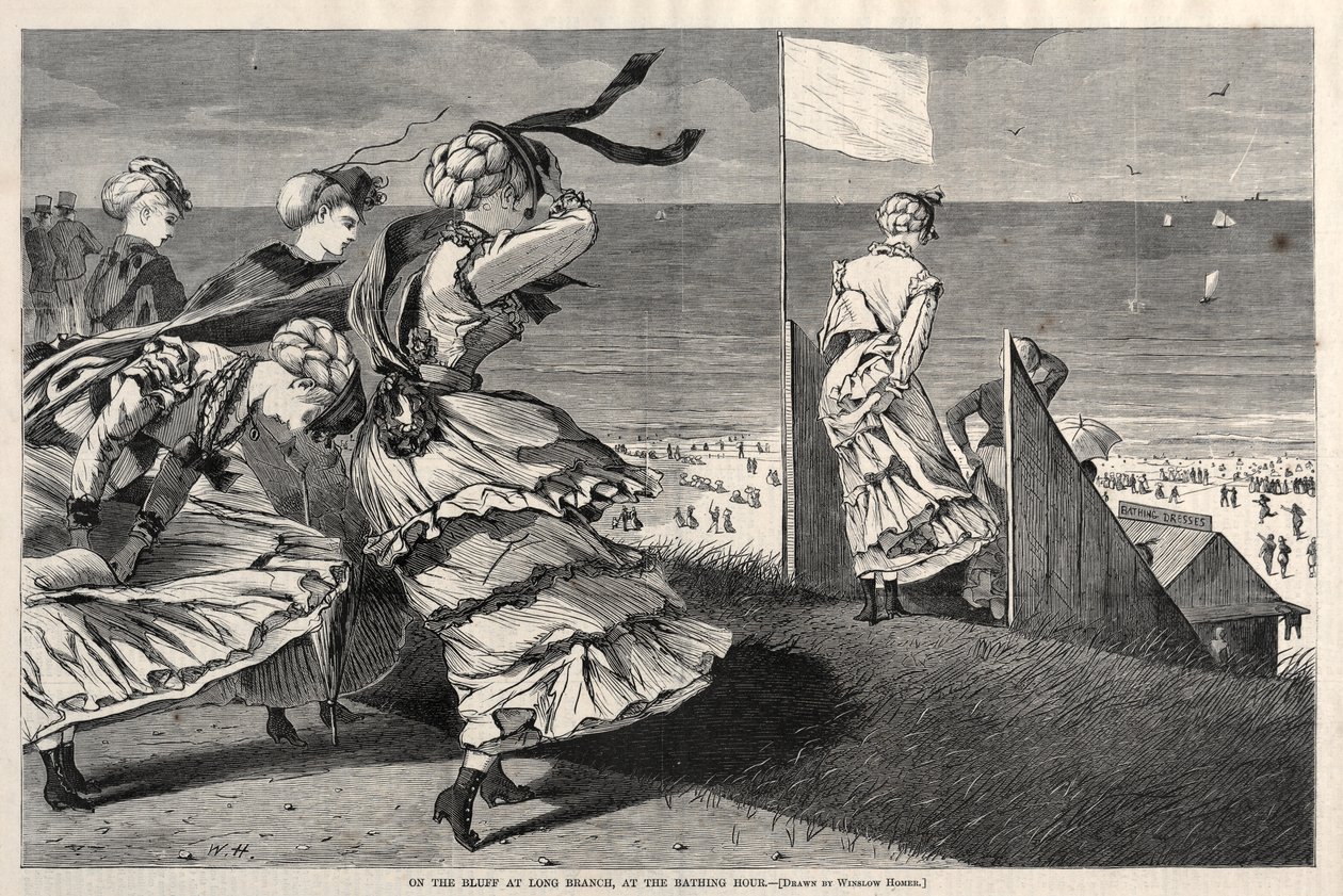 Na falésia de Long Branch, à hora do banho de Winslow Homer
