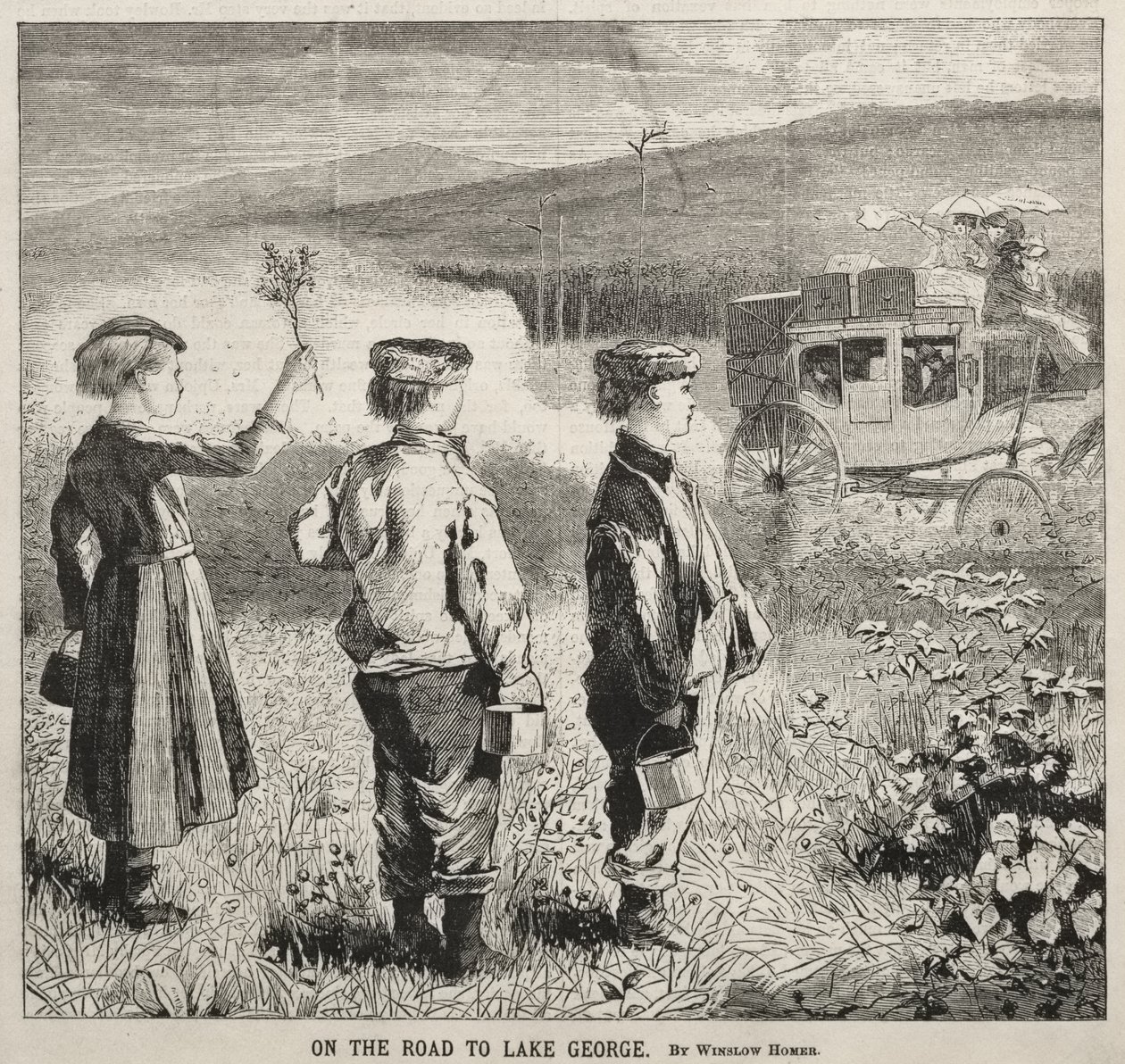 Na estrada para o Lago George de Winslow Homer