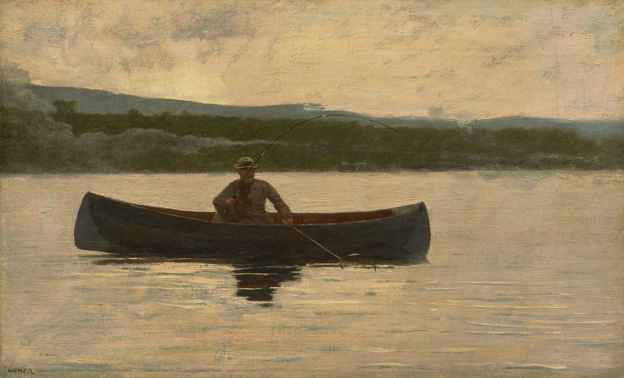 Playing a Fish, 1875, reformulado na década de 1890 de Winslow Homer