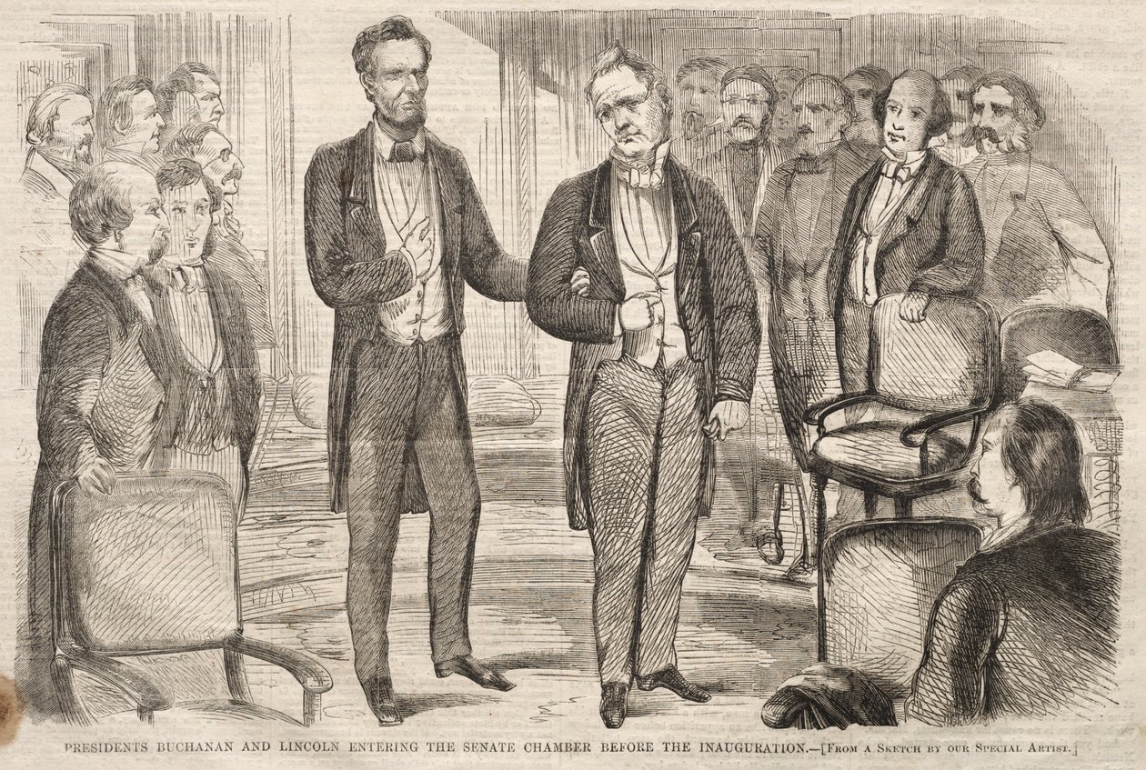 Os presidentes Buchanan e Lincoln entrando na Câmara do Senado antes da posse de Winslow Homer