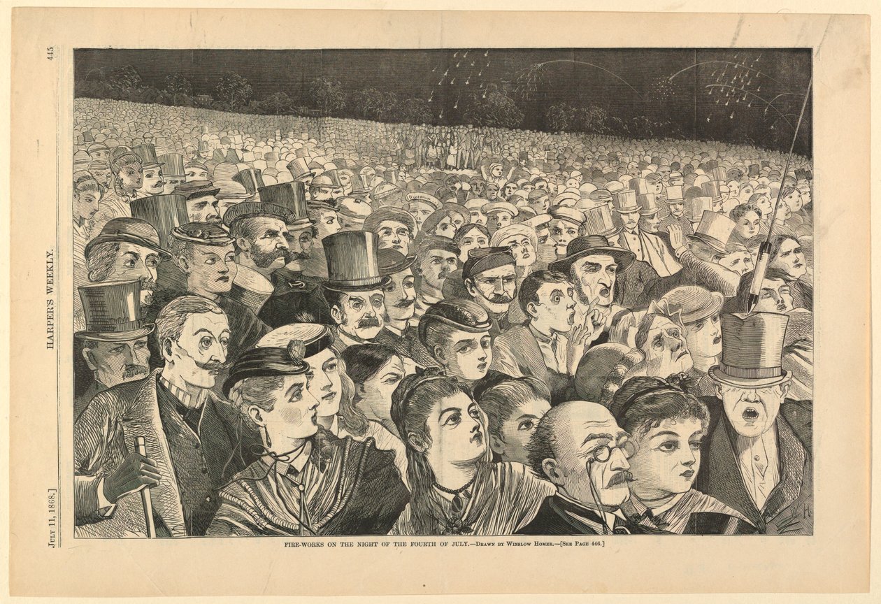 Impressão, Fogo de artifício na noite de 4 de julho, julho de 1868 de Winslow Homer