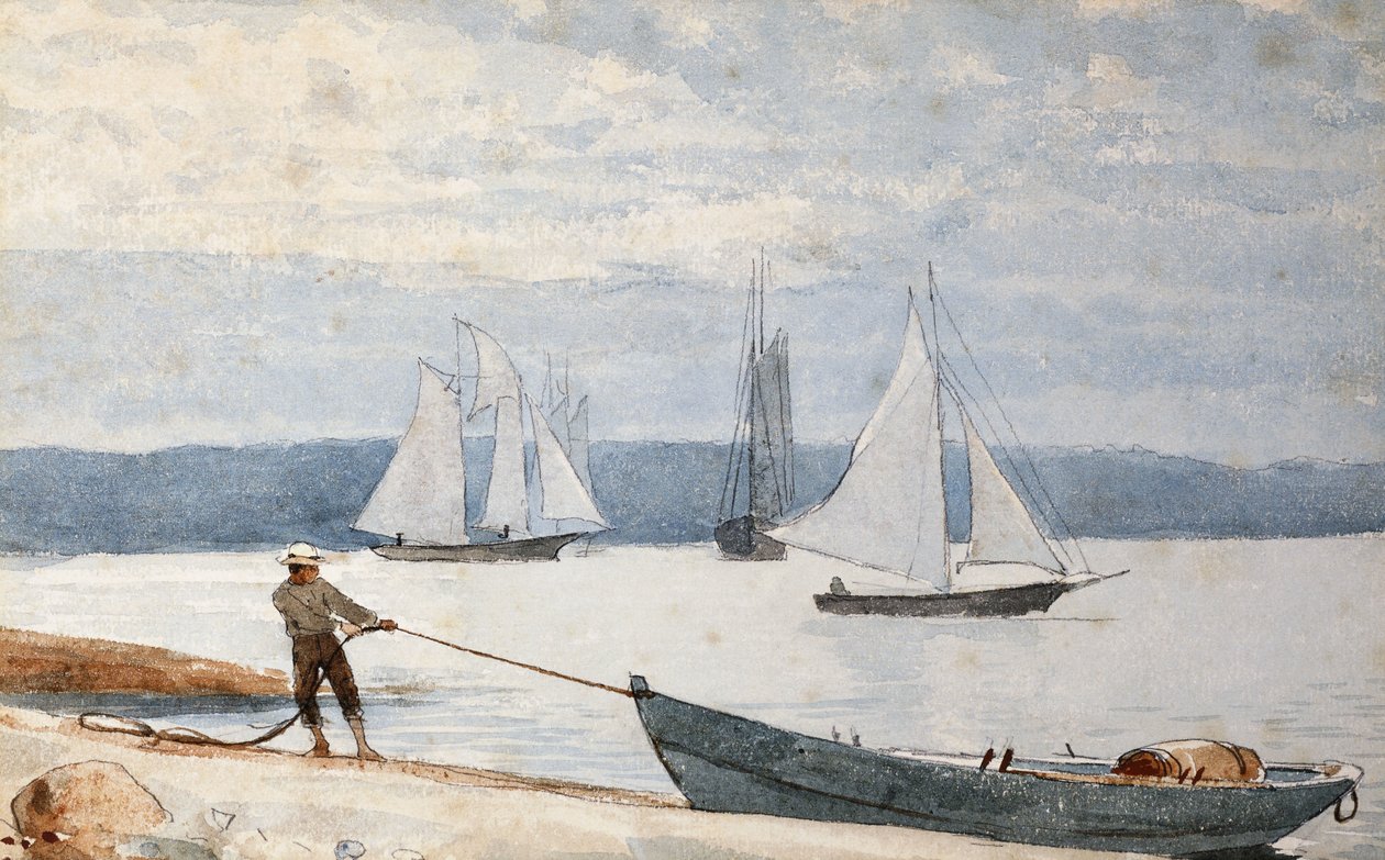 Puxando o Dory, 1880 de Winslow Homer