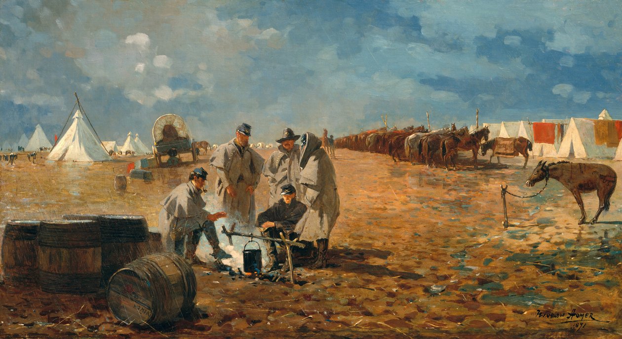 Dia chuvoso no acampamento, 1871 de Winslow Homer