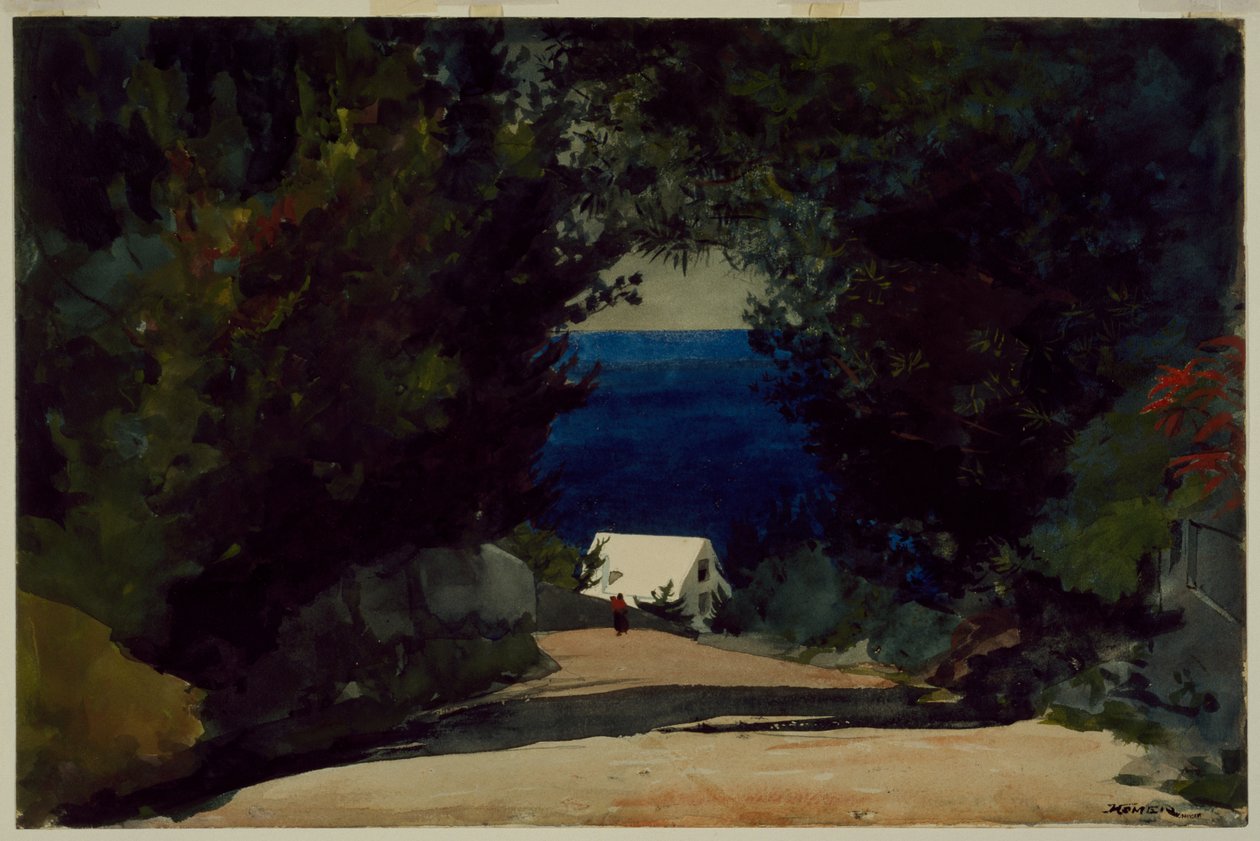 Estrada nas Bermudas, c.1899-1901 (aguarela sobre papel) de Winslow Homer