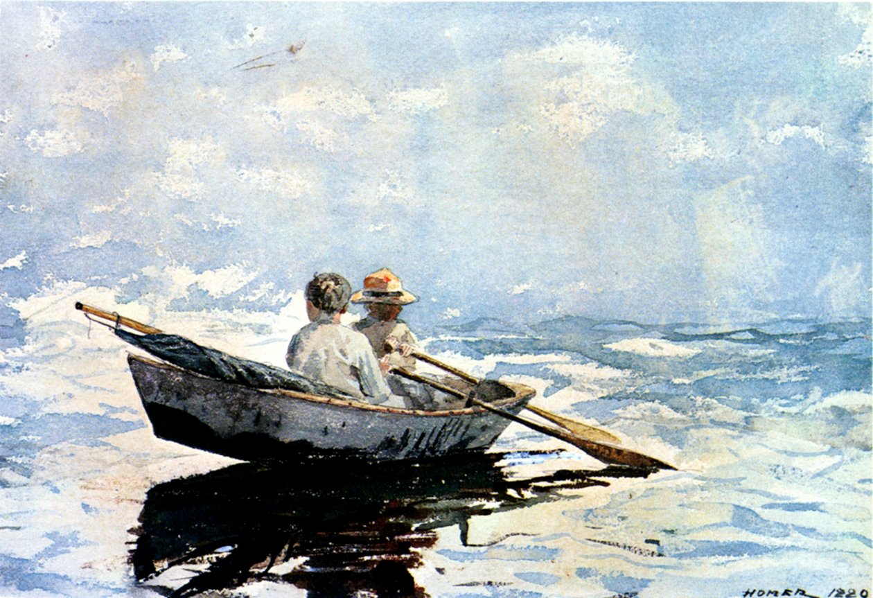 Remo do Barco, 1880 (wc no papel a bordo) de Winslow Homer
