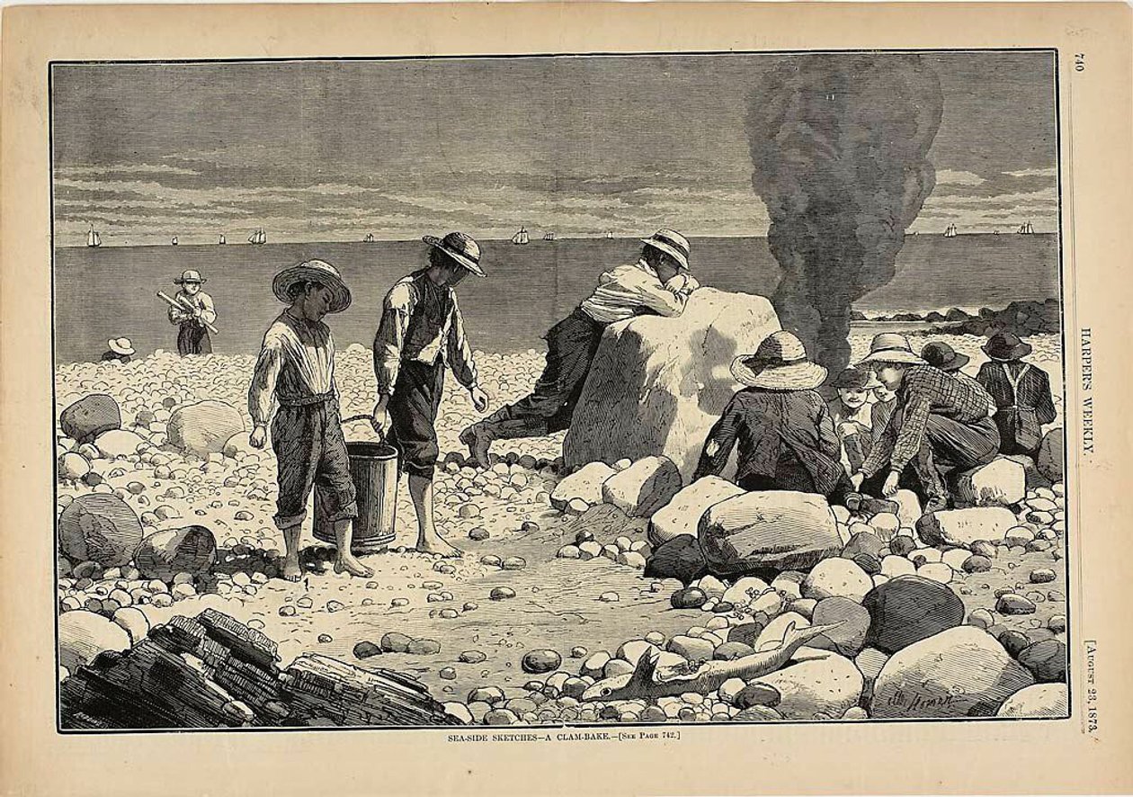 Esboços à beira-mar - Um cozido de amêijoas de Winslow Homer
