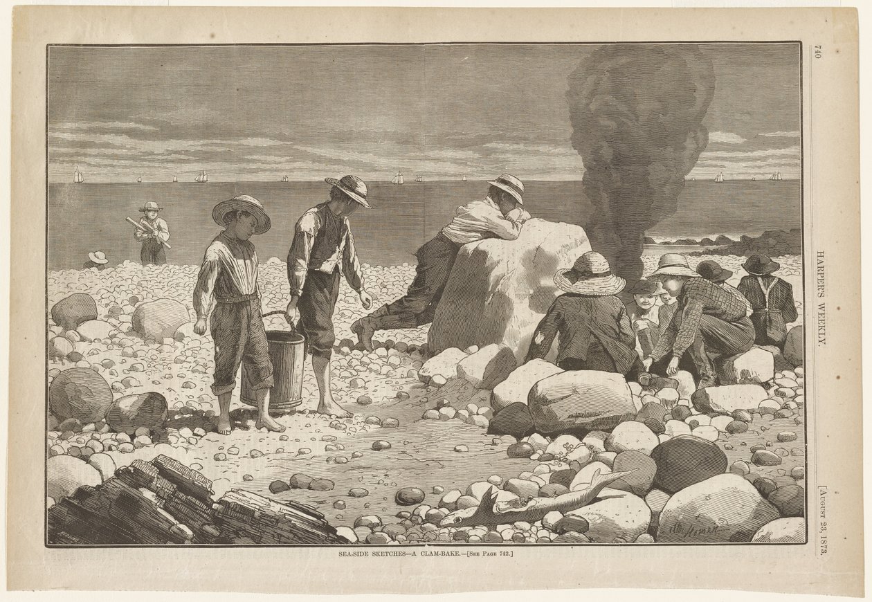 Esboços à Beira-Mar - Um Churrasco de Amêijoas de Winslow Homer