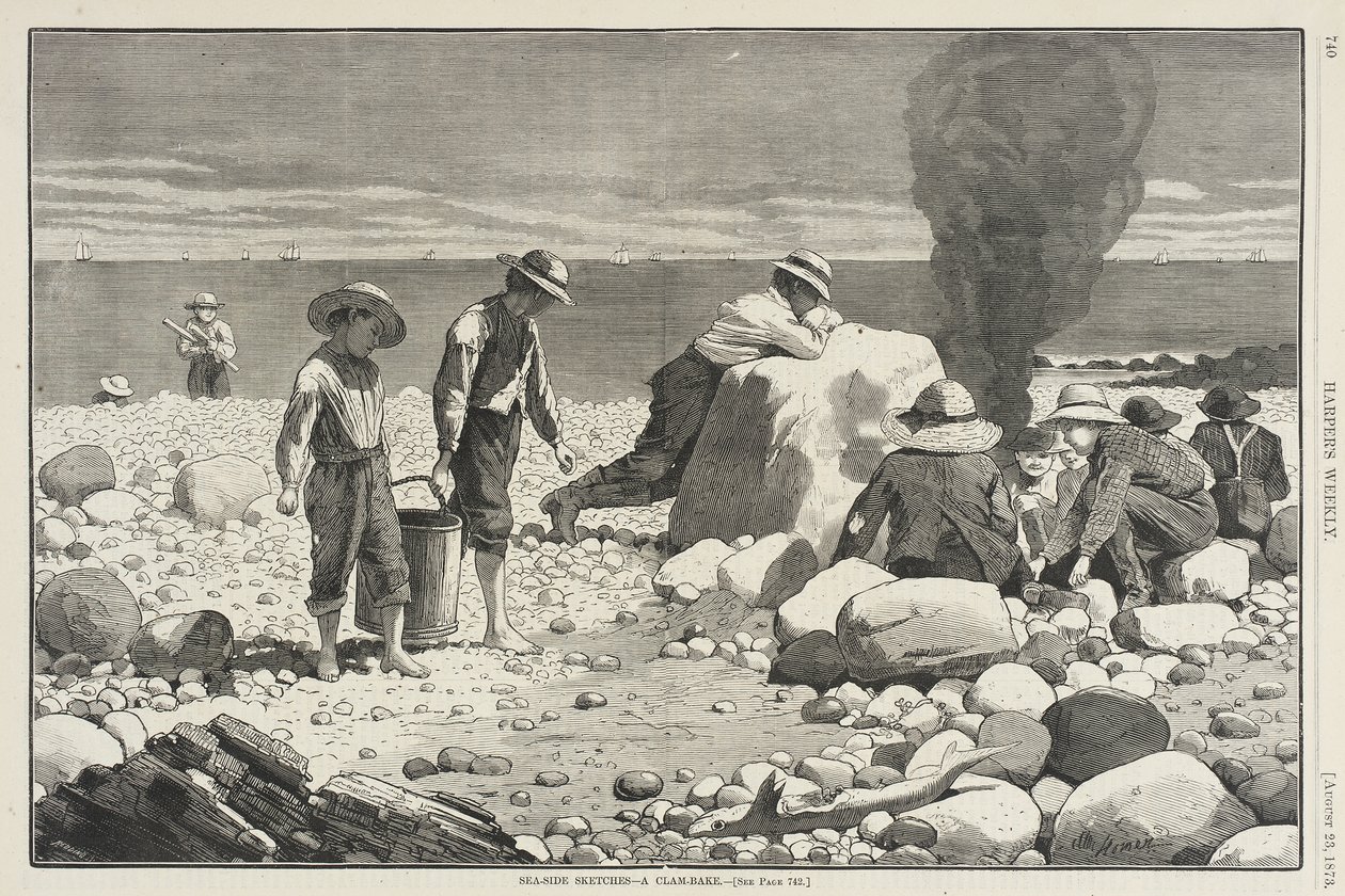 Esboços à Beira-Mar - Um Churrasco de Amêijoas de Winslow Homer