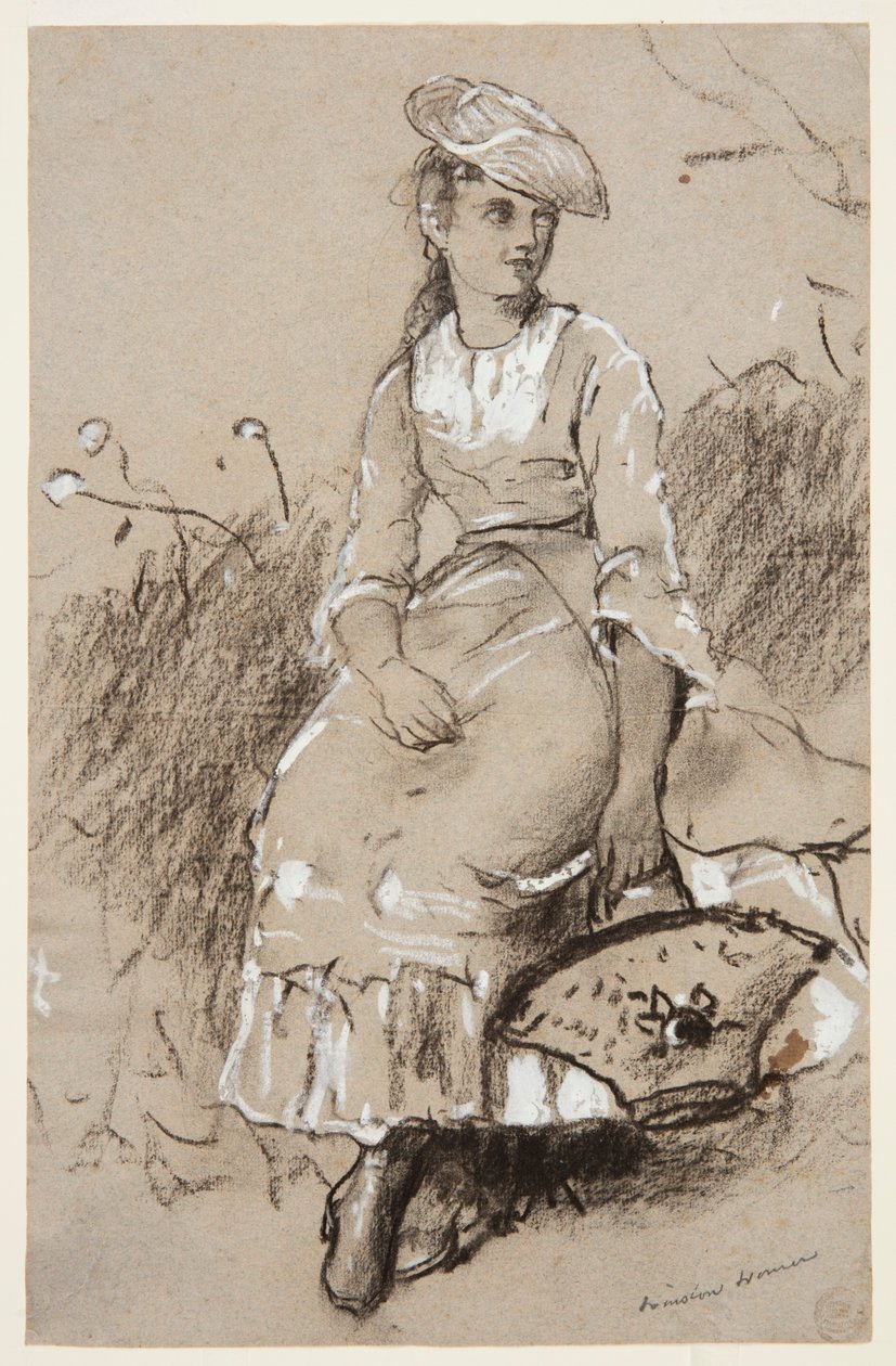 Menina sentada com uma cesta de Winslow Homer