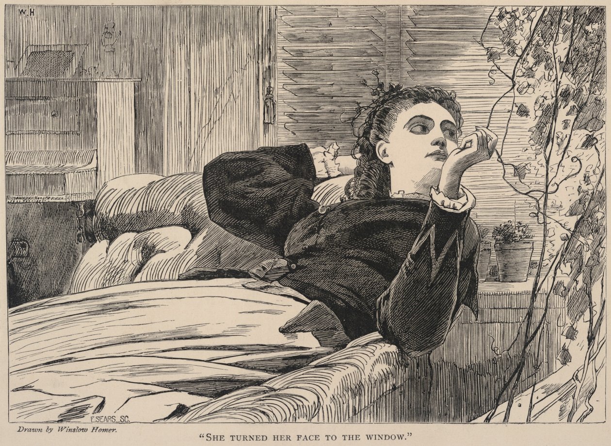 She Turned Her Face to the Window, de The Galaxy, maio de 1868 de Winslow Homer