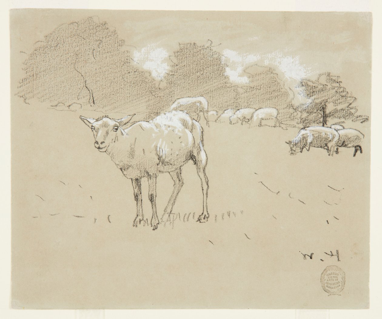 Ovelhas pastando em um campo de Winslow Homer