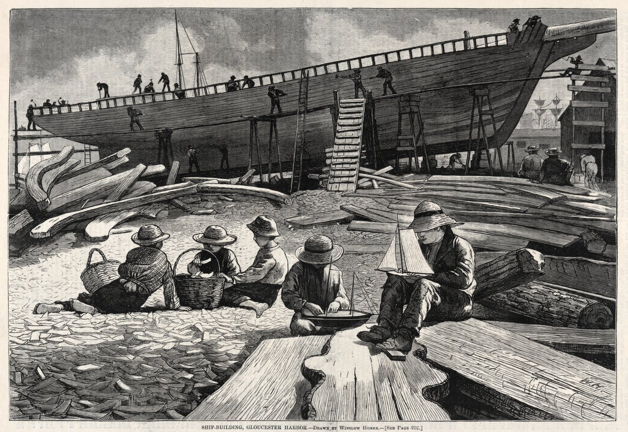 Construção naval, Porto de Gloucester de Winslow Homer