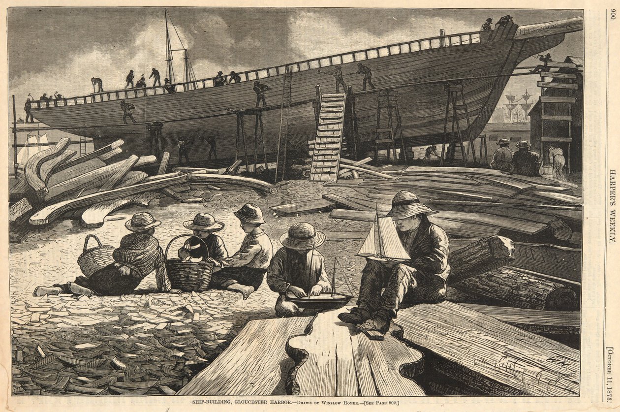 Construção naval, Gloucester Harbor, a partir de Harper de Winslow Homer