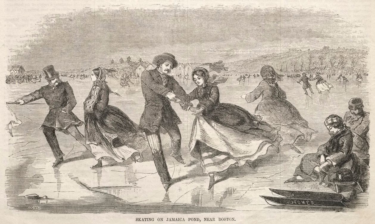 Patinagem em Jamaica Pond, perto de Boston de Winslow Homer