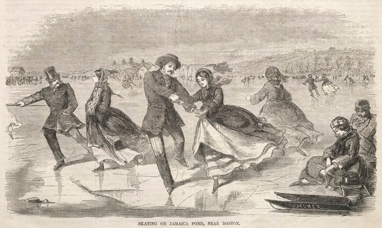Patinando na Jamaica Pond, perto de Boston, 1859. de Winslow Homer