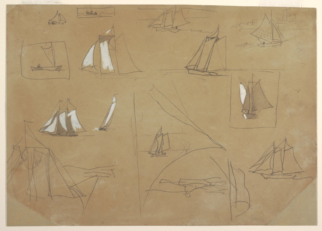 Esboços de veleiros de Winslow Homer