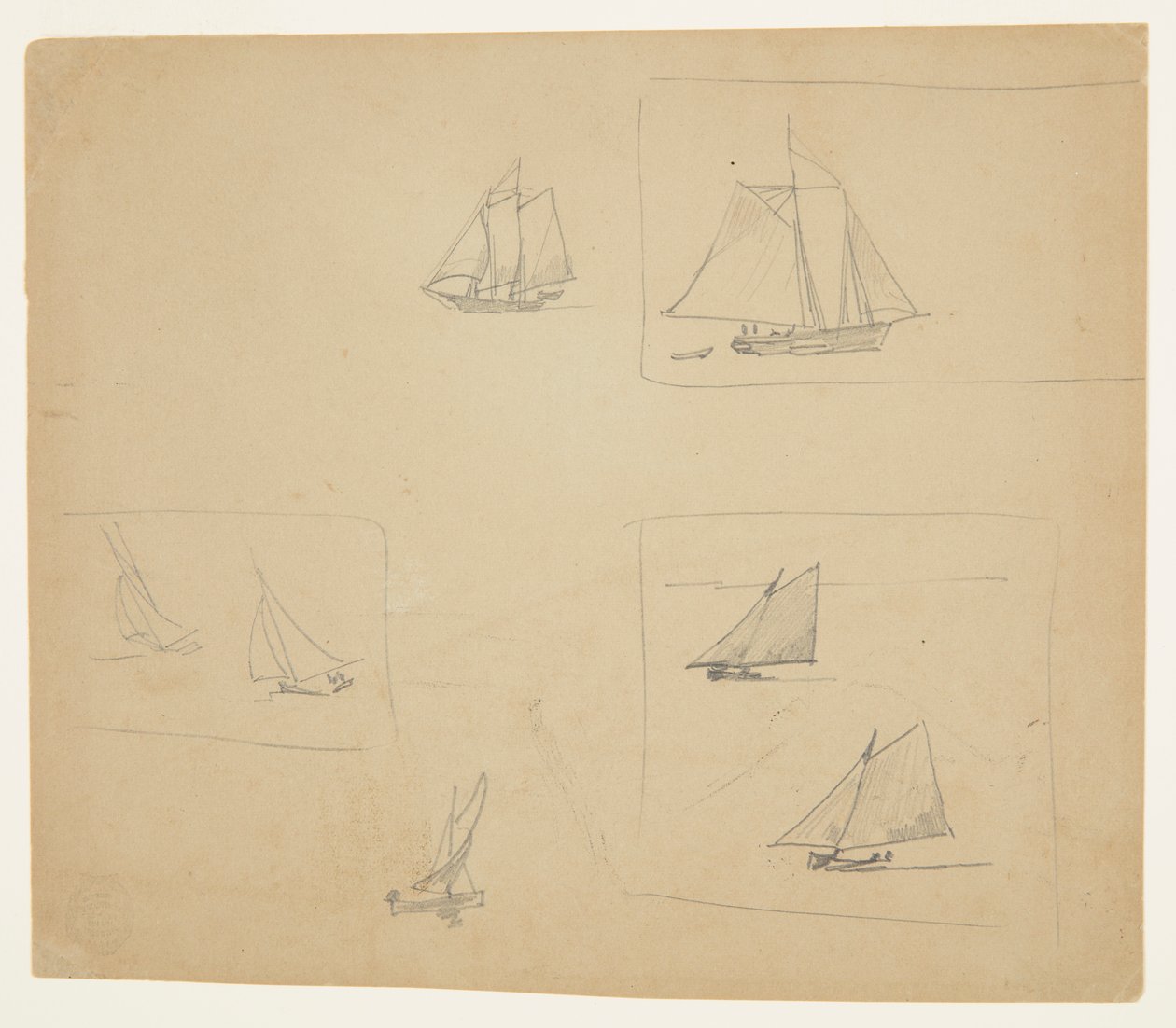 Esboços de embarcações à vela de Winslow Homer