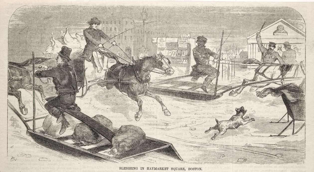 Passeio de trenó na Haymarket Square, em Boston de Winslow Homer