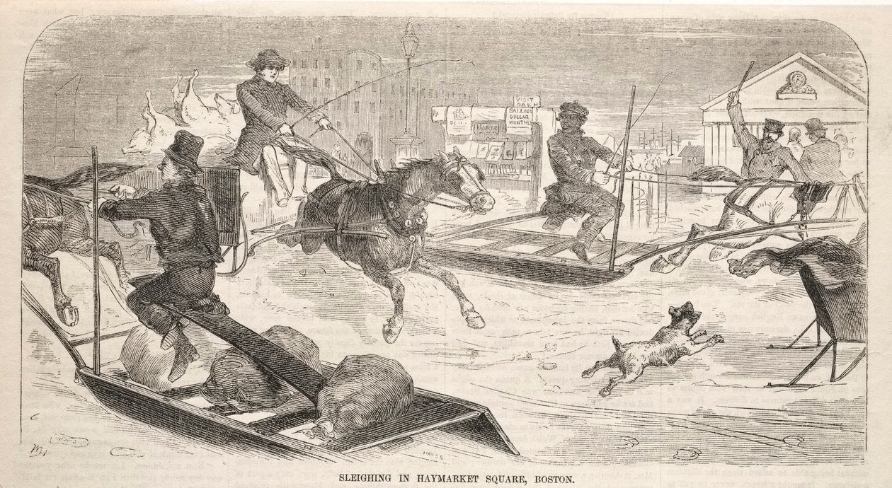 Trenó na Praça Haymarket, Boston, 1859. de Winslow Homer