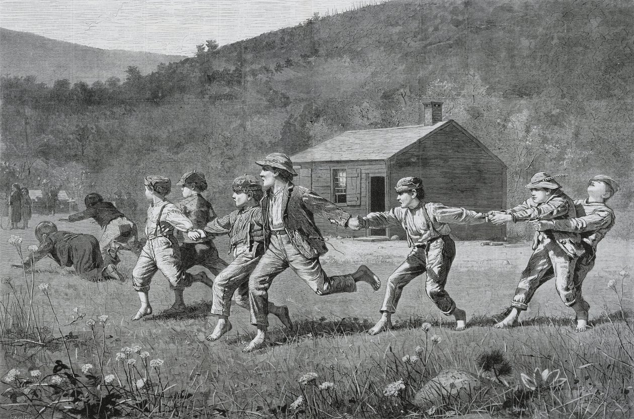 Snap-the-Whip, do Harpers Weekly, 20 de setembro de 1873, (gravura em madeira no papel de jornal) de Winslow Homer