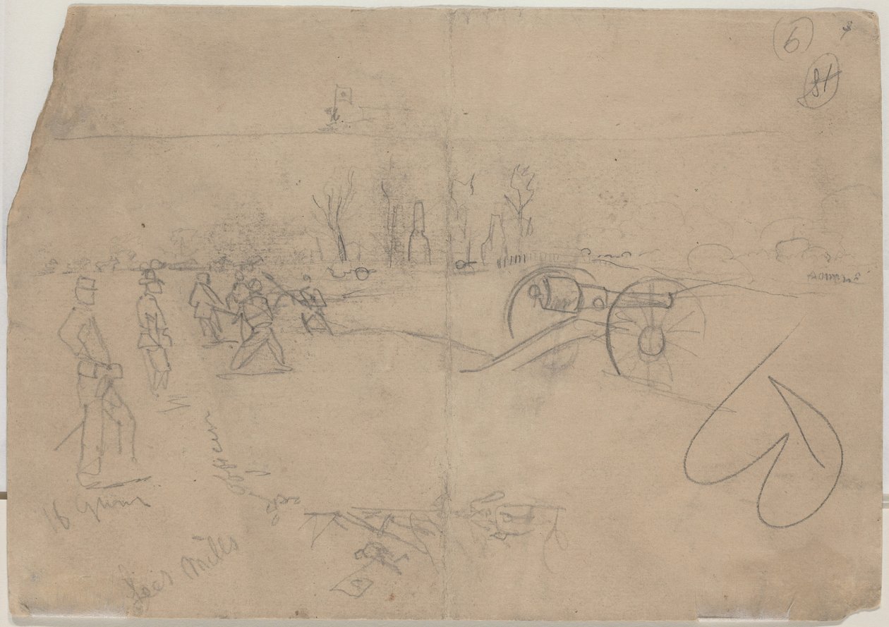 Soldados e Canhão [verso], 1862. de Winslow Homer
