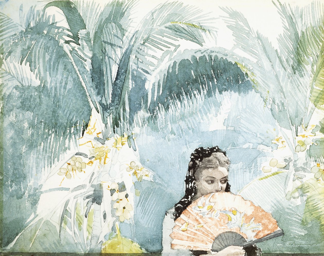 Menina espanhola com ventilador, 1885 de Winslow Homer