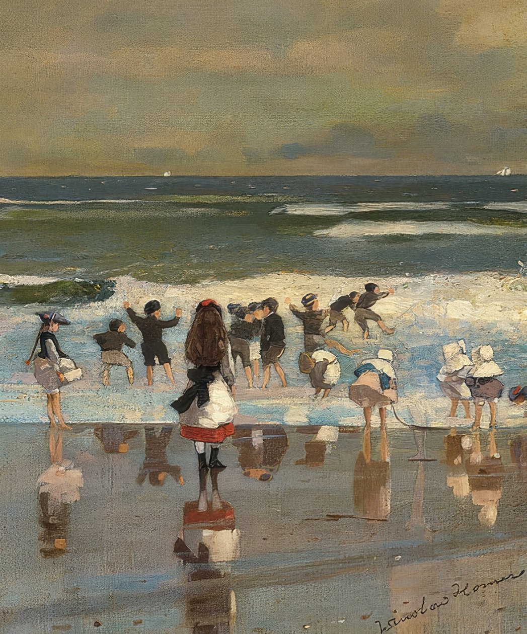 Cena de praia. Por volta de 1869 de Winslow Homer