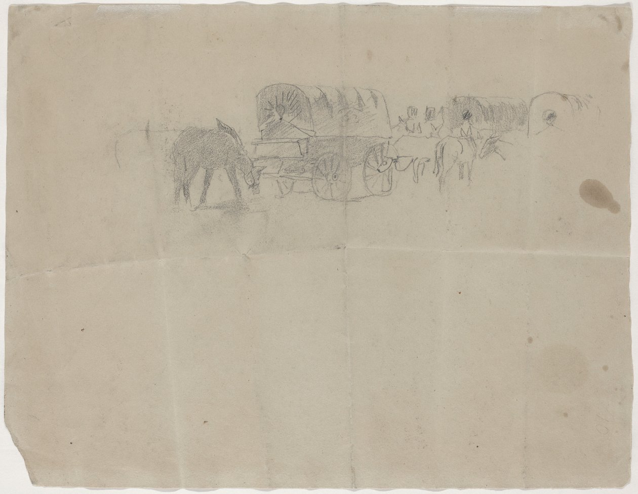 Trem de Suprimentos e Mulas [verso] de Winslow Homer