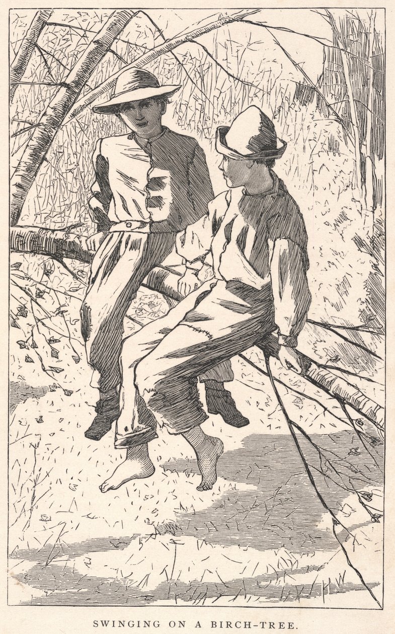 Baloiço numa bétula, de Our Young Folks, junho de 1867 de Winslow Homer