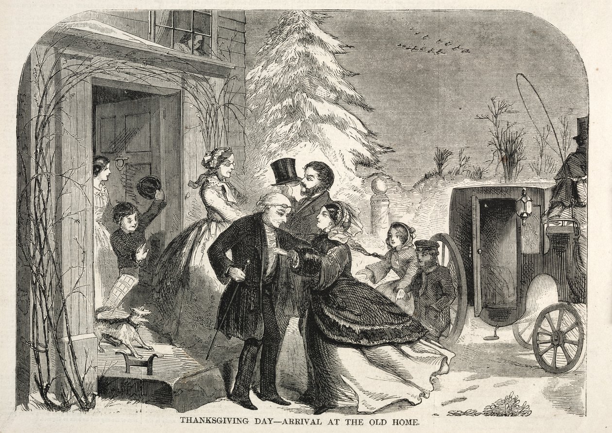 Dia de Ação de Graças - Chegada ao Lar Velho, 1858. de Winslow Homer