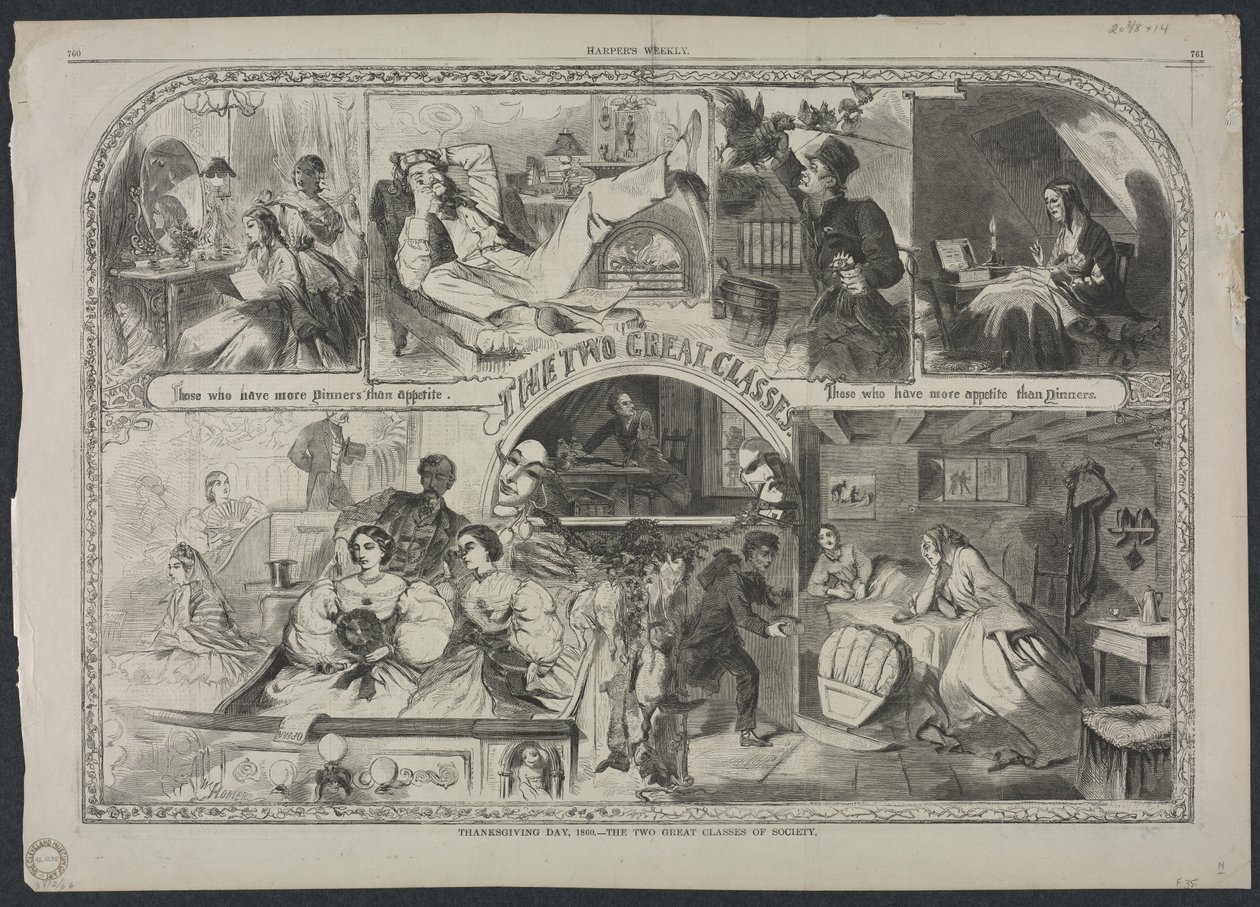 Dia de Ação de Graças, 1860 - As Duas Grandes Classes da Sociedade, 1860. de Winslow Homer