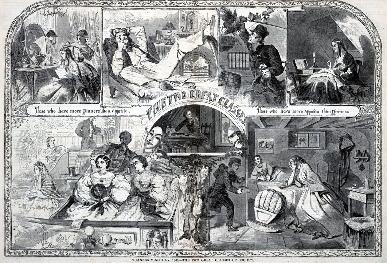 Dia de Ação de Graças, 1860, As Duas Grandes Classes da Sociedade, de Harper