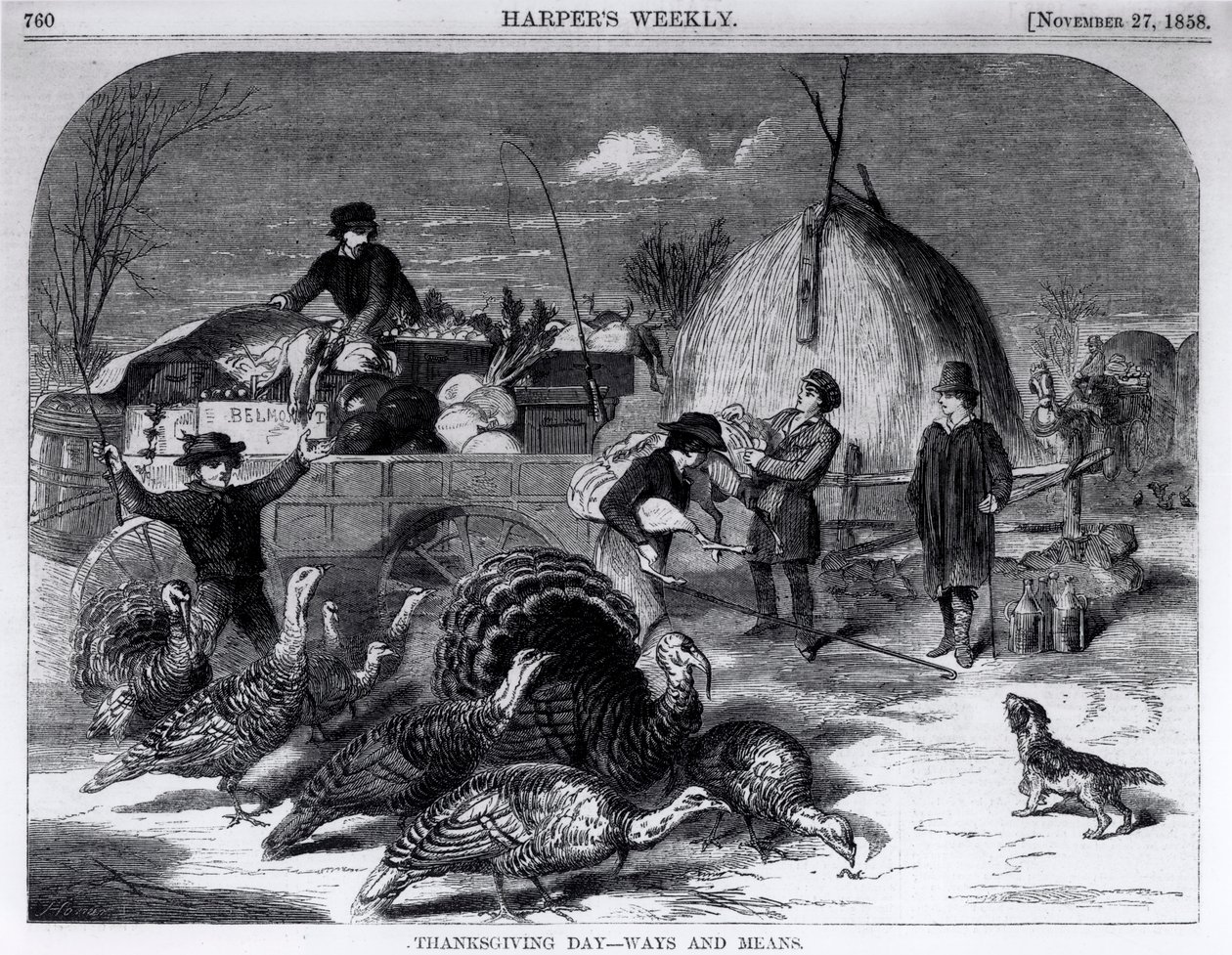 Thanksgiving Day: Ways and Means, de &39;Harper&39;s Weekly&39;, 27 de novembro de 1858 de Winslow Homer
