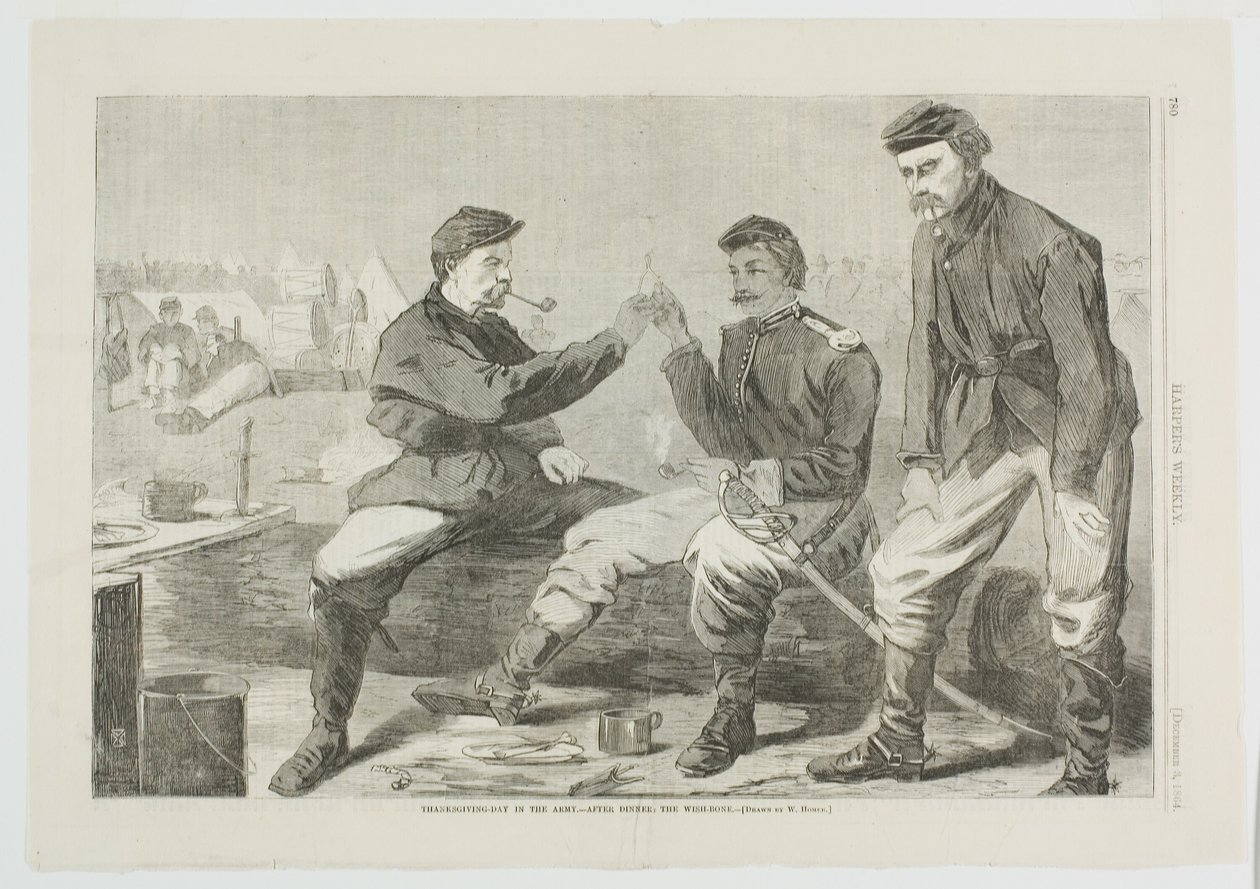 Dia de Ação de Graças no Exército - Depois do Jantar: O Osso dos Desejos de Winslow Homer